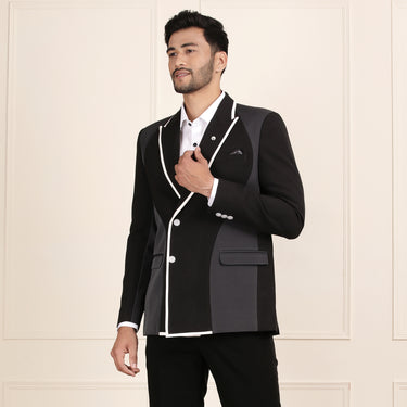 Stylish Black and Grey Blazer Coat