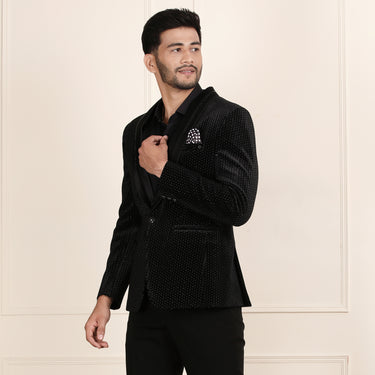 Sleek Black Tuxedo Coat & Pant Set for Power Dressing