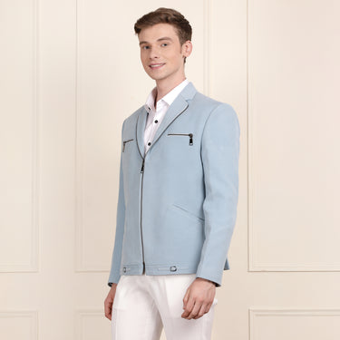 Sky Blue Color Zipper Jacket for Men