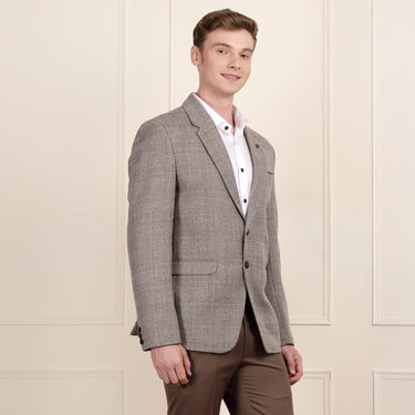 Natural Brown Blazer for Men in Sleek Tailored Finish
