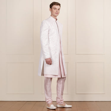 Premium cream and pink sherwani with pant for redifined look