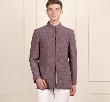 Purple Jodhpuri Suit with Detailed Bead Embroidery for Men