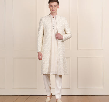 Men long open kurta coat & pant