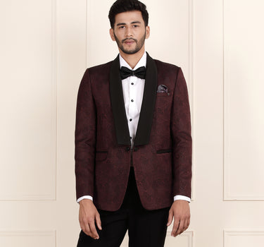 2 piece wine colour men suit with bow