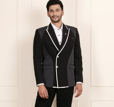 Black and Grey Blazer Coat