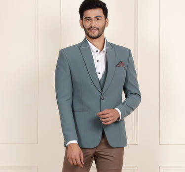 3 Piece Sea Green colour men suit