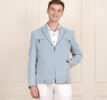 Sky Blue Color Zipper Jacket for Men