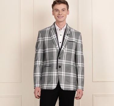 Grey Checks Blazer with Detachable Inner Lapel – Style BL 1725
