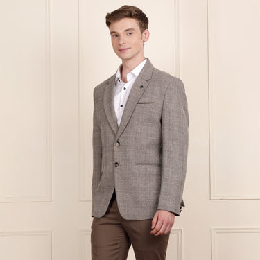 Natural Brown Blazer for Men in Sleek Tailored Finish