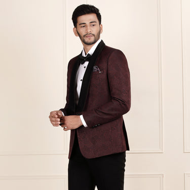 Sharp in Wine: 2-Piece Suit with Bow Tie Charm
