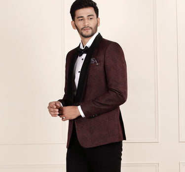 2 piece wine colour men suit with bow