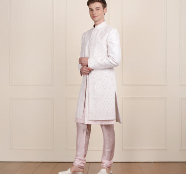Men cream pink colour sherwani and pant