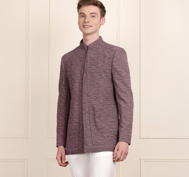 Purple Jodhpuri Suit with Detailed Bead Embroidery for Men