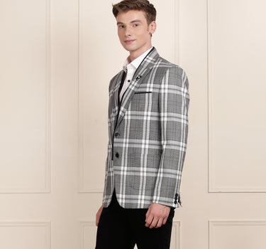 Grey Checks Blazer with Detachable Inner Lapel – Style BL 1725