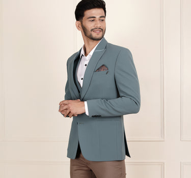 3 Piece Sea Green colour men suit