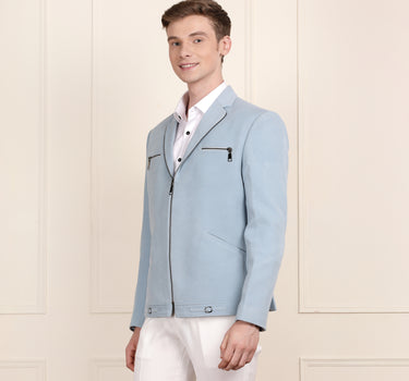 Sky Blue Color Zipper Jacket for Men