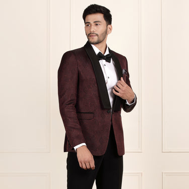 Sharp in Wine: 2-Piece Suit with Bow Tie Charm