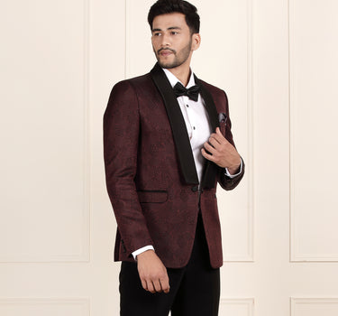 2 piece wine colour men suit with bow