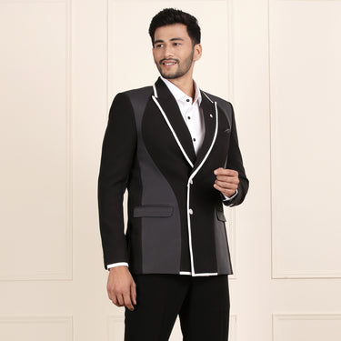 Stylish Black and Grey Blazer Coat