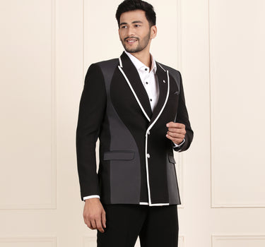 Black and Grey Blazer Coat