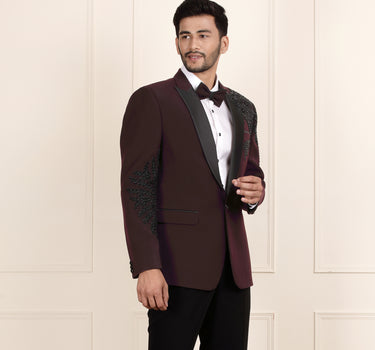 Asymmetric Navy Blue Velvet Sherwani For mens with 3D Eagle Embroidery
