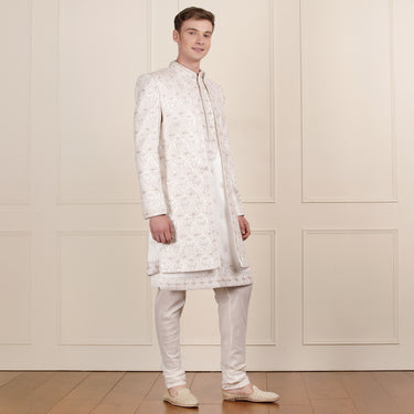 Off-White Indo Western Set with Elegant Zari Embroidery – Modern Tradition