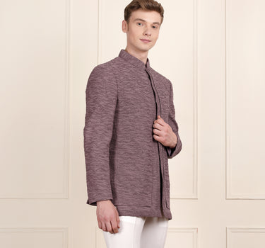 Purple Jodhpuri Suit with Detailed Bead Embroidery for Men