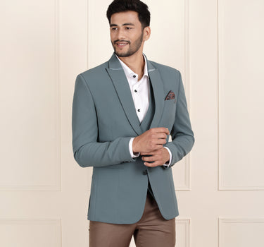 3 Piece Sea Green colour men suit