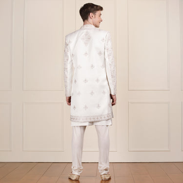 Off-White Indo Western Set with Elegant Zari Embroidery – Modern Tradition