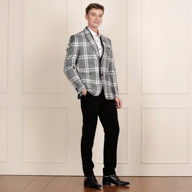 Grey Color Blazer with Detachable Inner Lapels.