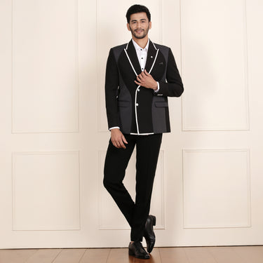 Stylish Black and Grey Blazer Coat