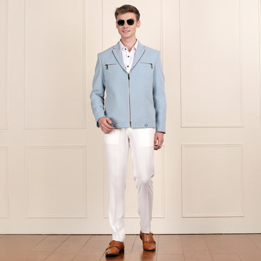 Sky Blue Color Zipper Jacket for Men