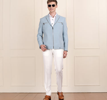 Sky Blue Color Zipper Jacket for Men