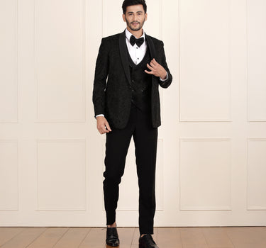 5 PIECE TUXEDO black waistcoat, shirt, Pant & bow