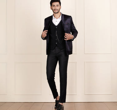 3 Piece midnight blue colour men suit