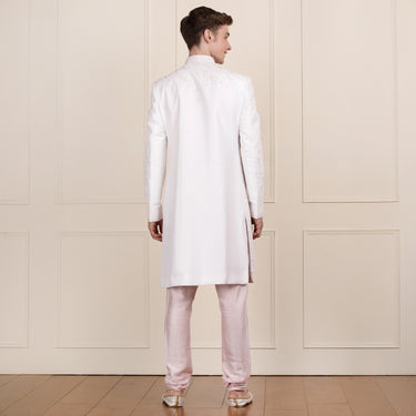 Premium cream and pink sherwani with pant for redifined look