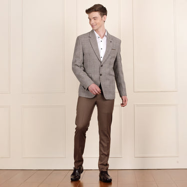 Natural Brown Blazer for Men in Sleek Tailored Finish