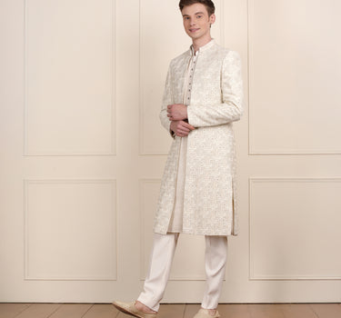 Men long open kurta coat & pant