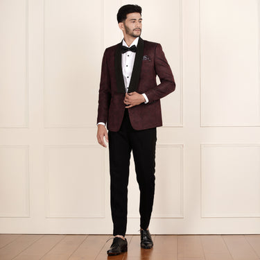Sharp in Wine: 2-Piece Suit with Bow Tie Charm
