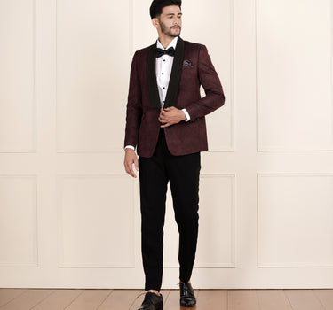 2 piece wine colour men suit with bow