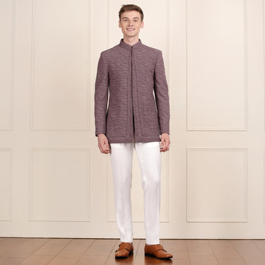 Purple Jodhpuri Suit with Detailed Bead Embroidery for Men