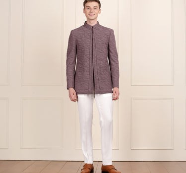 Purple Jodhpuri Suit with Detailed Bead Embroidery for Men