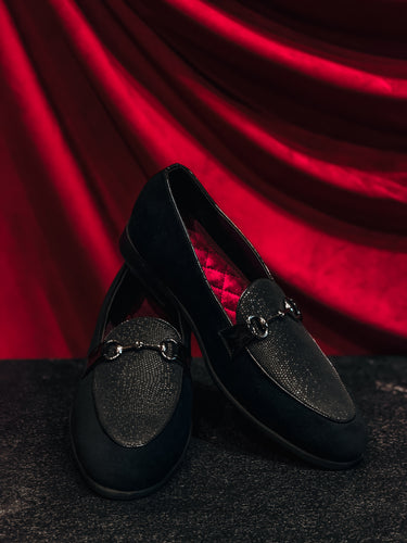 BLACK SUEDE SLIP-ONS