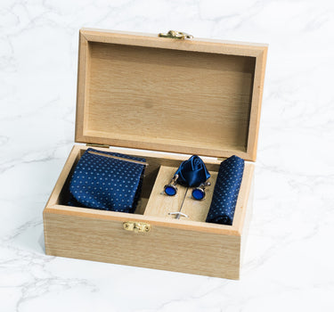 Navy Blue tie with skyeblue dimonds box set