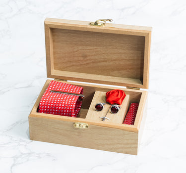 Red tie with Two tone Red polka dots box set