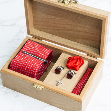 Red tie with Two tone Red polka dots box set