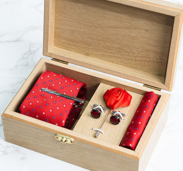 Red tie with Red and white polka checks box set