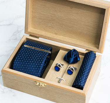 Navy Blue tie with skyeblue dimonds box set