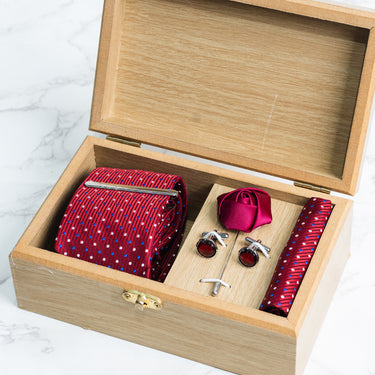 Red tie with Red and white polka dots box set