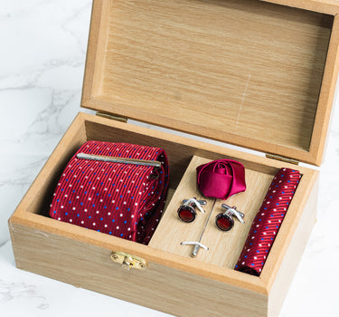 Red tie with Red and white polka dots box set